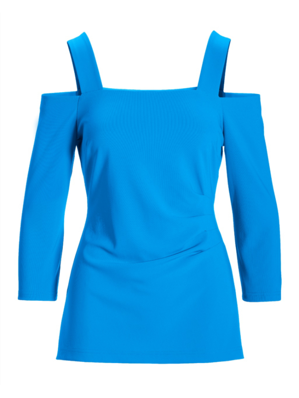 Boston Proper Beyond Travel Cold Shoulder 3/4 Sleeve Top M Blue